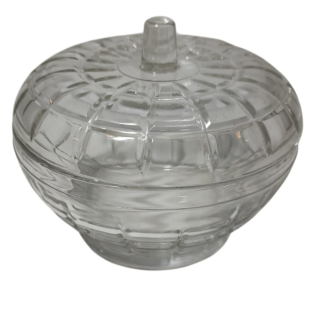 Vintage‎ Borgonovo Apple Sugar Bowl Clear Glass Trinket Dish With Lid Italy